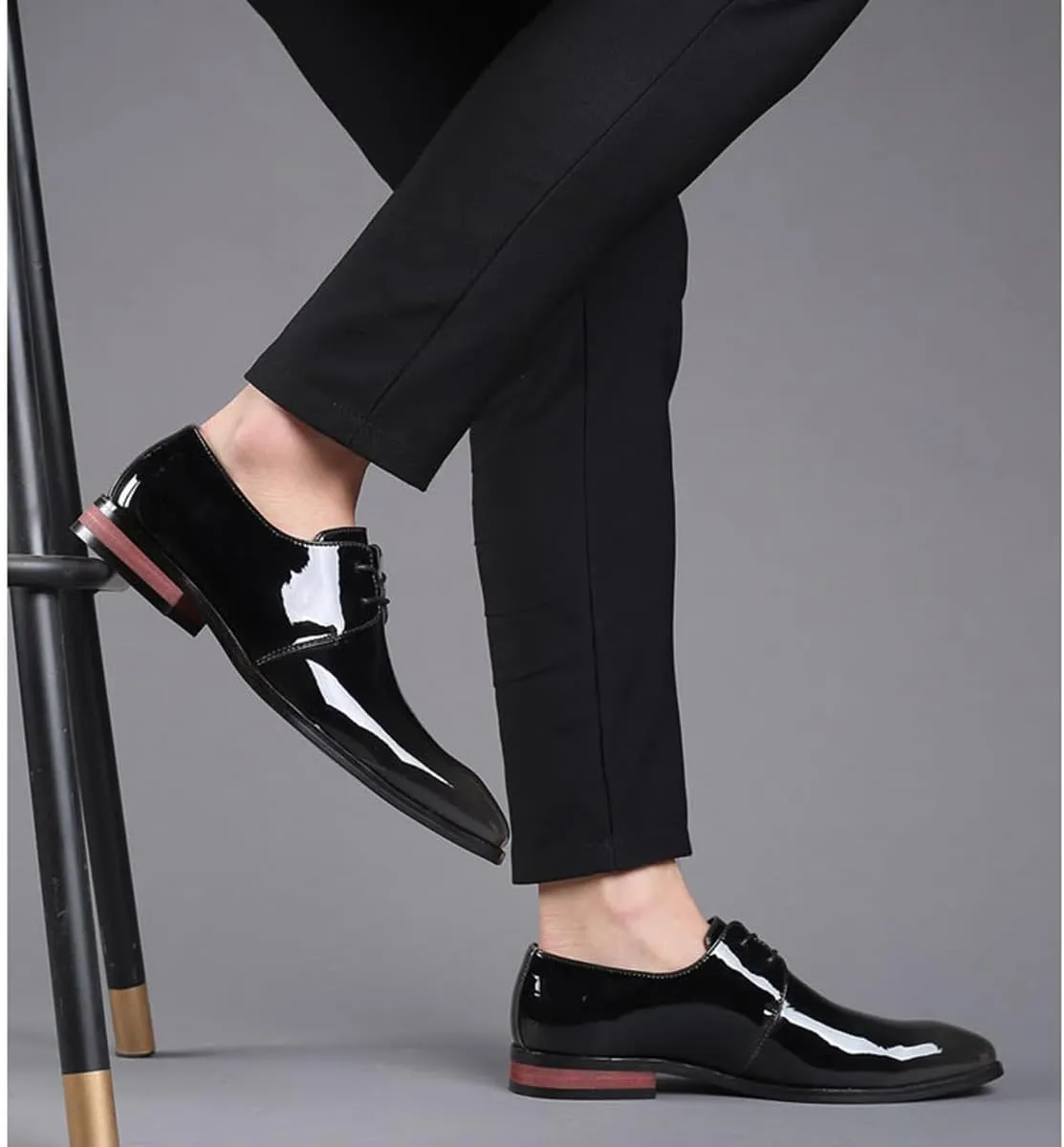 Men's Formal Shoes Lace Up Oxfords Dress Shoes Patent Leather Wingtip Wedding Business Derbys for Men