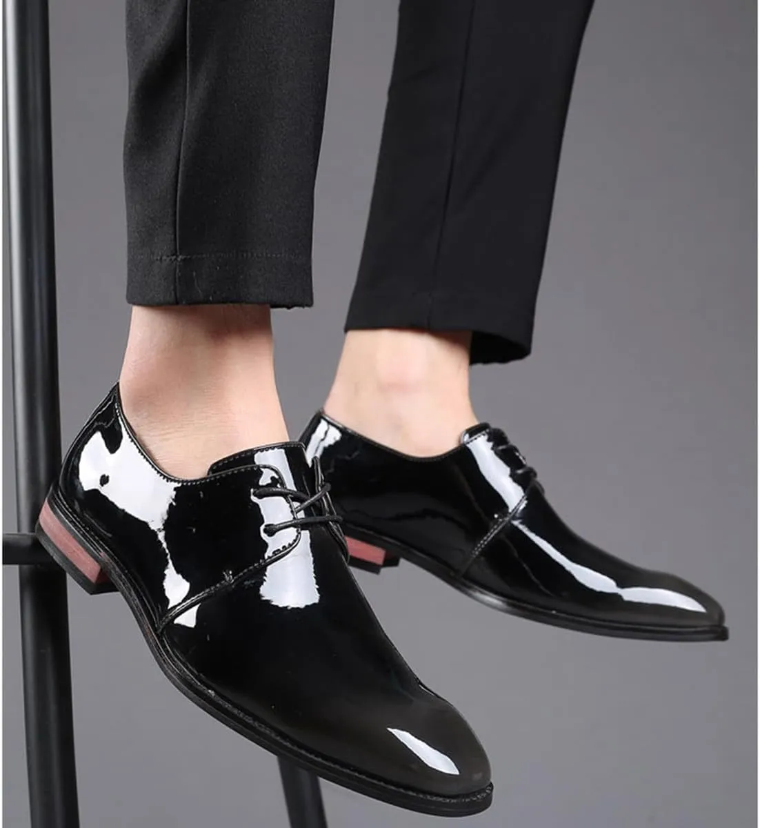 Men's Formal Shoes Lace Up Oxfords Dress Shoes Patent Leather Wingtip Wedding Business Derbys for Men
