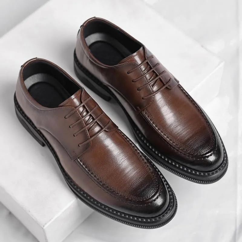 Men's Lace-Up Dress Shoes Men Classic Pointed Toe Tuxedo Oxford Shoes Mens Wedding Business Office Derby Shoes(Brown,10)