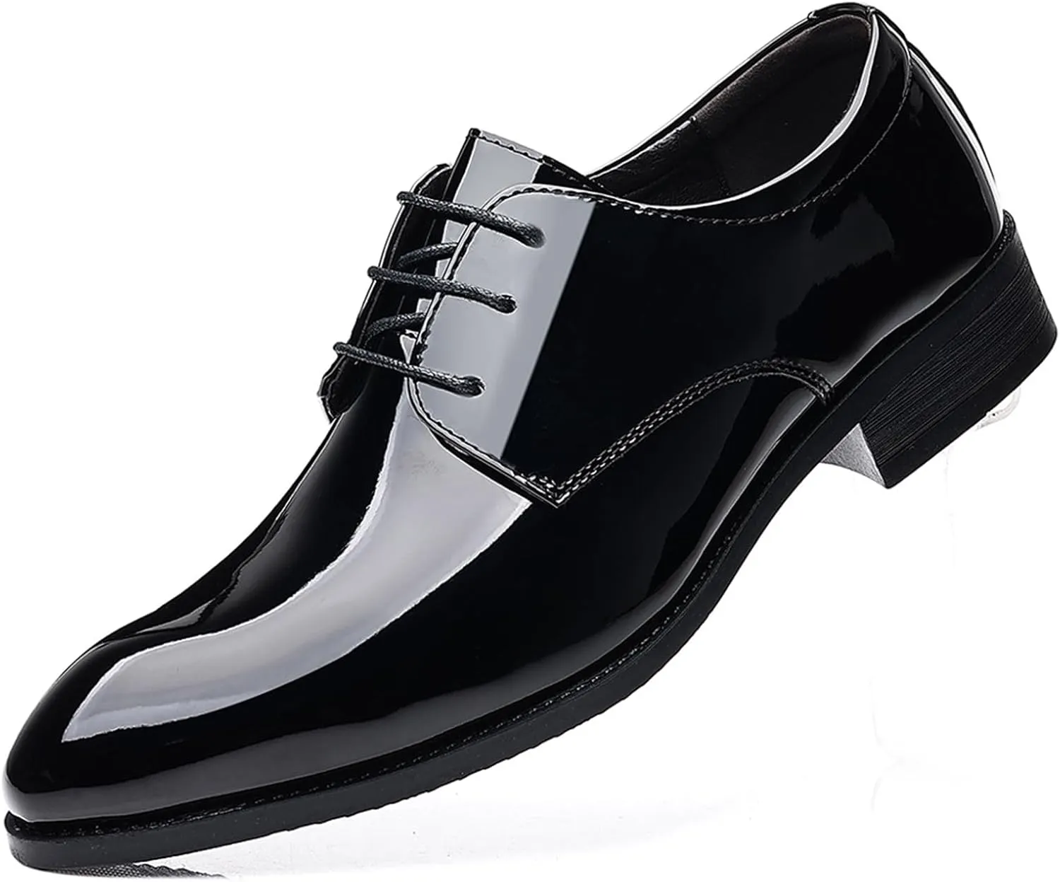 Men's Lace-Ups Classic Oxford Dress Shoes Formal Business Derbys Black Patent Leather Shoes for Men