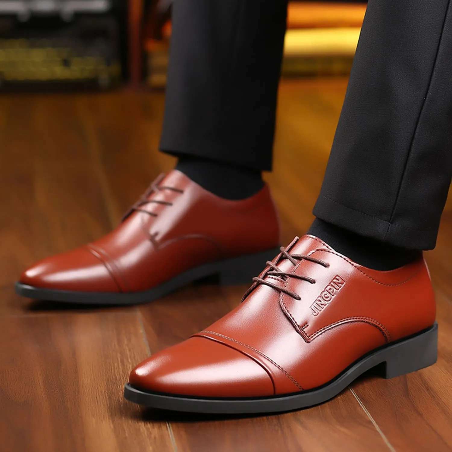 Men's Modern Oxford Dress Shoes Formal Business Wedding Work Lightweight and Breathable Lace Up Derby Shoes