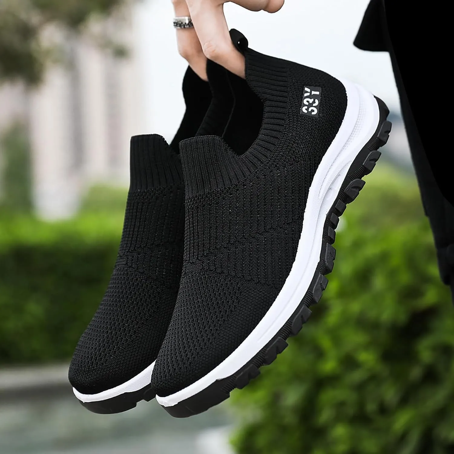 Men's Orthopedic Comfortable Slip-On Shoes Breathable Elastic Fly Woven Mesh Sneaker Lightweight Barefoot Shoes