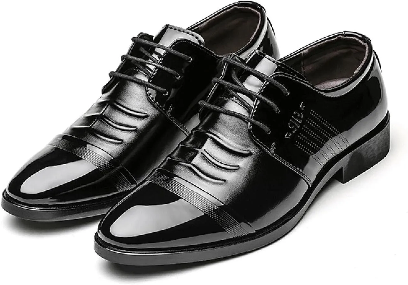 Men's Oxfords Classic Dress Shoes Wedding Business Shoes Modern Formal Derbys Lace-ups Wingtip Patent Leather Shoes