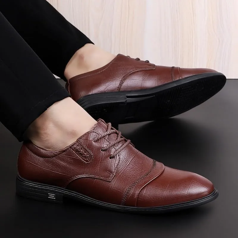 Men's Pointed Toe Oxford Shoes Fashion Comfort Luxury Patent Leather Dress Shoes Wedding Business Work Office Derby Shoes for Men