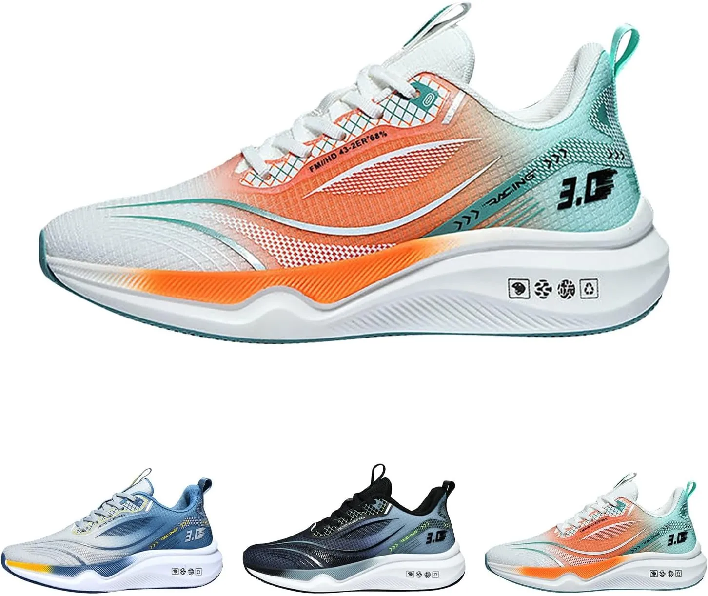 Men's Running Shoes Lightweight Mesh Sport Sneakers Elastic Walking Shoes with Arch Support Fashion Casual Footwear Non Slip Comfortable Sneaker