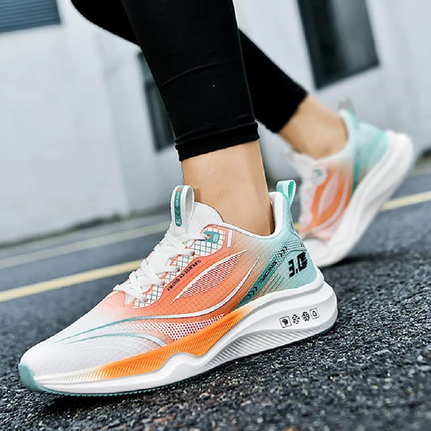 Men's Running Shoes Lightweight Mesh Sport Sneakers Elastic Walking Shoes with Arch Support Fashion Casual Footwear Non Slip Comfortable Sneaker