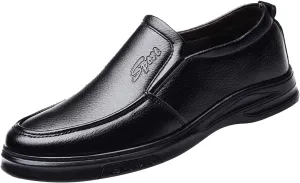 Mens Shoes Business Casual Fashion Men's Breathable Comfortable Business Slip On Work Men's Dress Shoes Black Size 11
