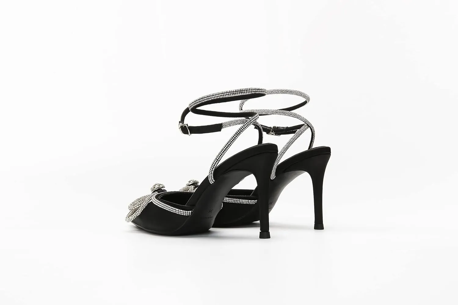 MissHeel Rhinestone Bowknot High Heels 3 inch Pumps with Ankle Strap
