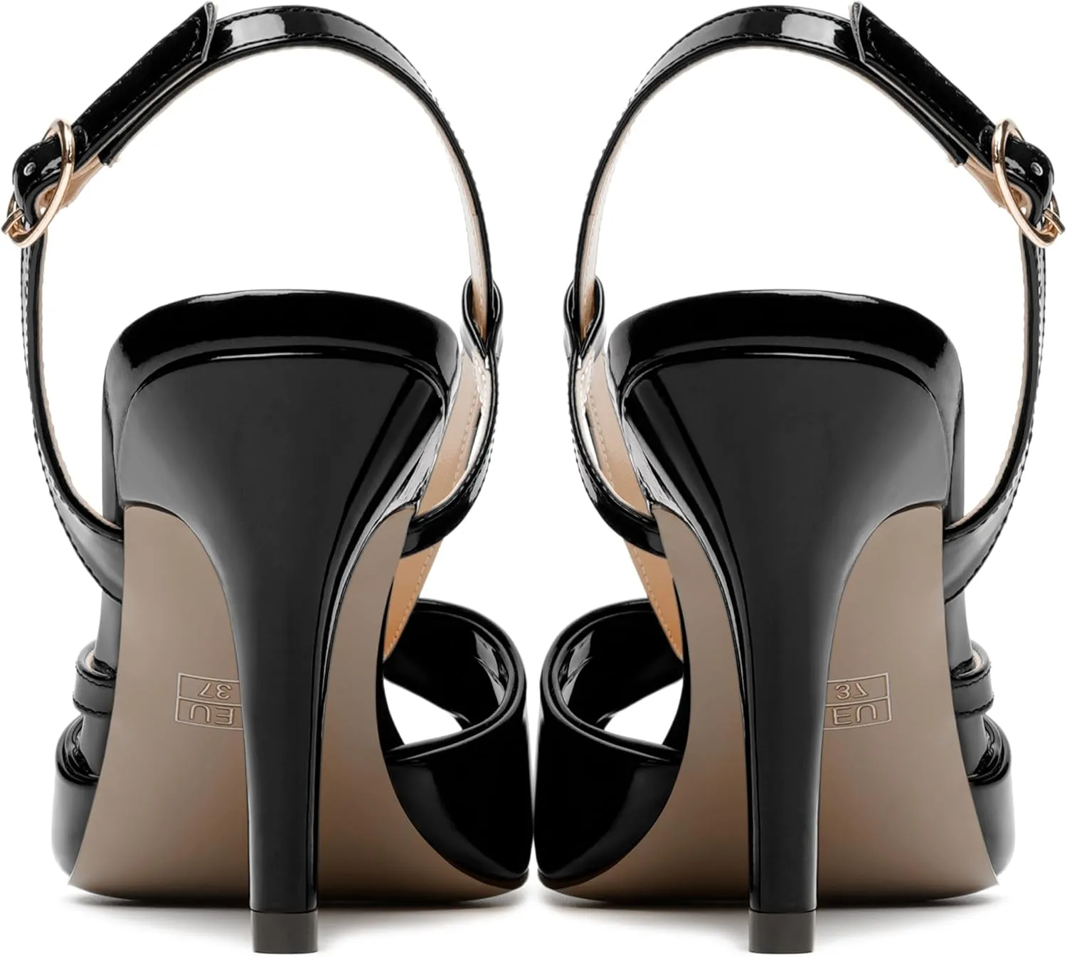 MODENCOCO Womens Patent Open Toe Fashion Slingback Buckle Night Club Sexy Stiletto High Heel Heeled Sandals 3.3 Inch