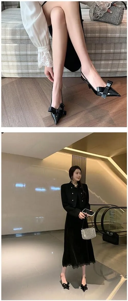 MOJARI Sexy Fashion High Heels Pointed Toe Pumps Slingback Shallow Mouth Heels Party Evening Weddingshoe