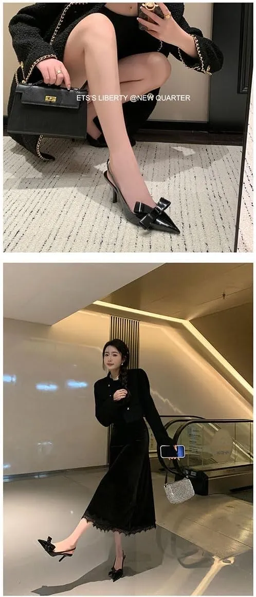 MOJARI Sexy Fashion High Heels Pointed Toe Pumps Slingback Shallow Mouth Heels Party Evening Weddingshoe