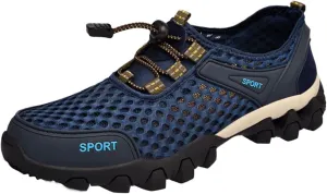 Non Slip Work Sport Shoes for Men Breathable Elastic Fly Woven Mesh Sneaker Memory Foam Versatile Shoes for Men