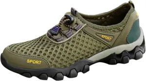 Non Slip Work Sport Shoes for Men Breathable Elastic Fly Woven Mesh Sneaker Memory Foam Versatile Shoes for Men