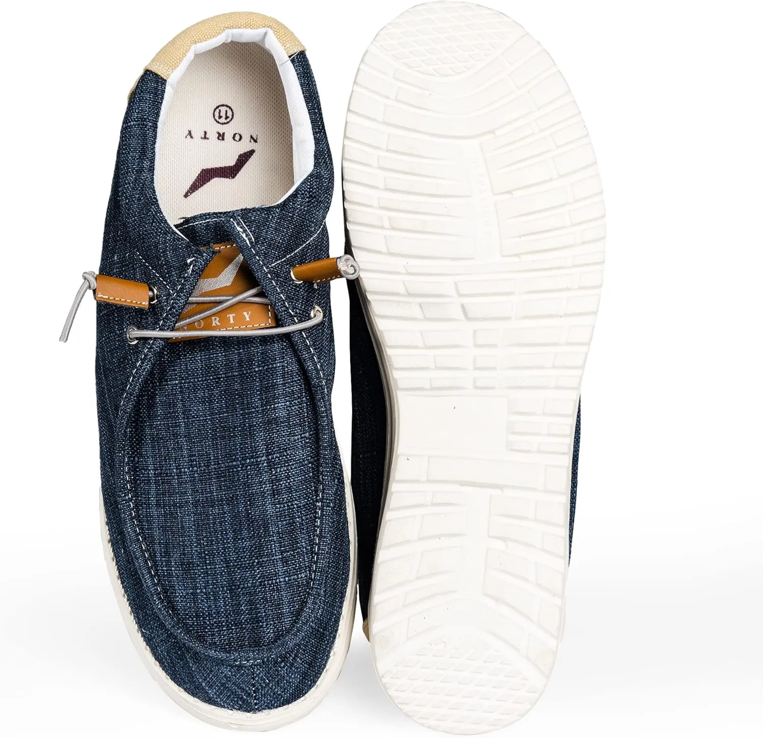 NORTY Men's Grey Low Ankle Chukka Loafers - Casual Shoes for Men - Elastic Lace-Up Loafers