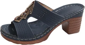 Open Toe Ankle Strap Chunky Heel Sandals Square Heels Comfortable Beach Shoes Sandals Slippers
