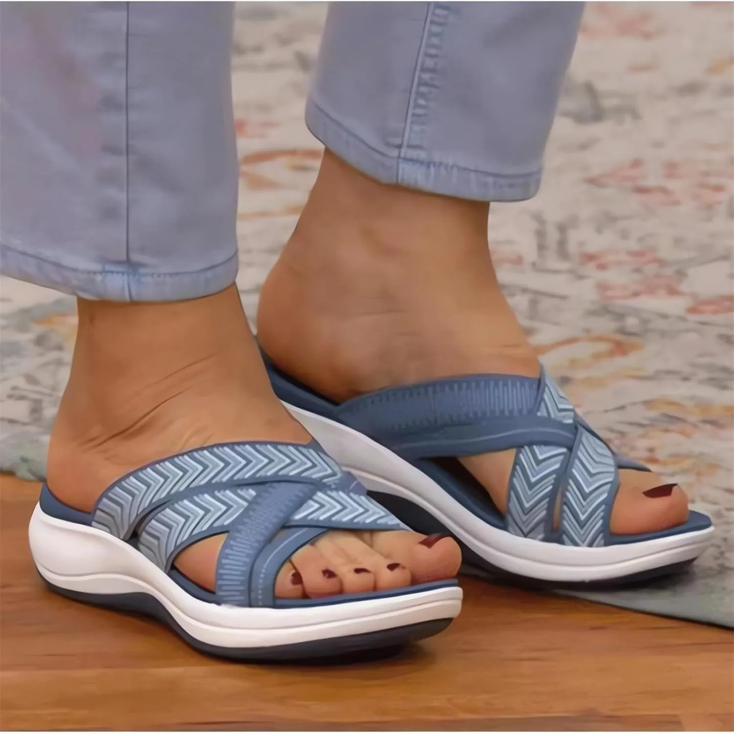 Orthopedic Sandals for Women Comfortable Arch Support Slide Slippers Wide Width Walking Shoes Beach Outdoor Sandalias