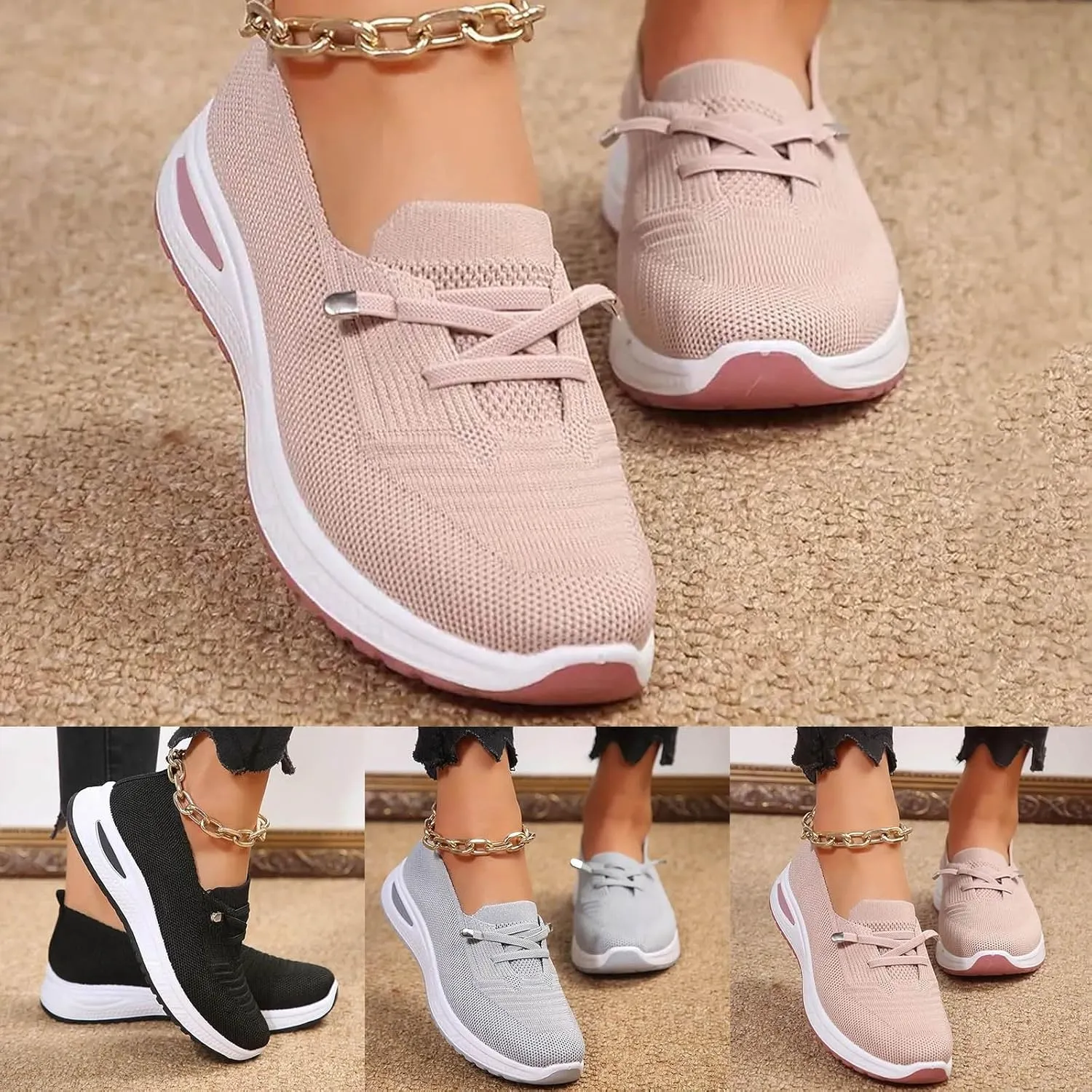 Orthopedic Shoes for Women, Women's Comfortable Walking Shoe Slip On Arch Support Non-Slip Sneakers Mesh Tennis Shoes