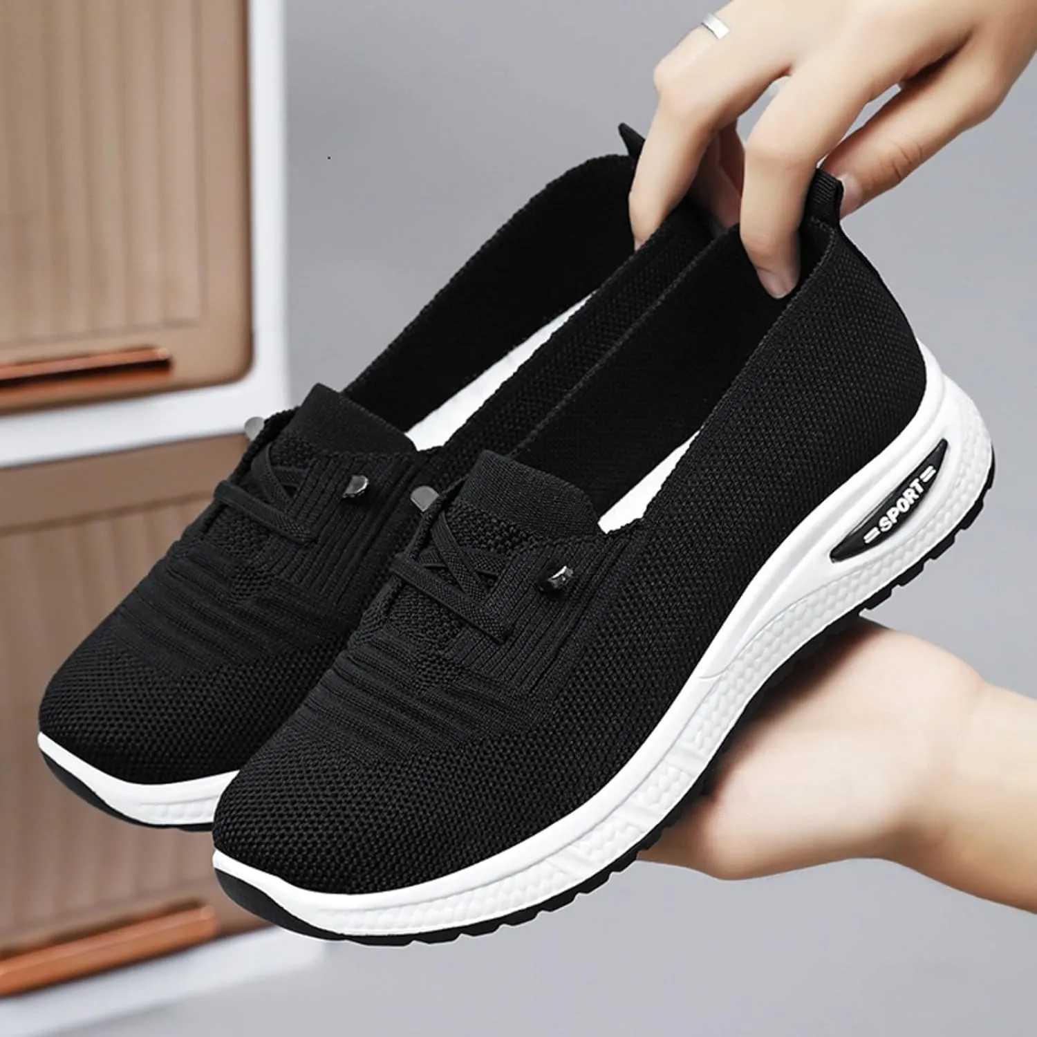 Orthopedic Shoes for Women, Women's Comfortable Walking Shoe Slip On Arch Support Non-Slip Sneakers Mesh Tennis Shoes