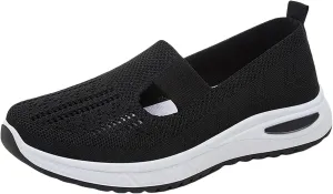 Orthopedic Shoes for Women Woven Orthopedic Slip On Shoes Women Mesh Breathable Casual Shoes Trendy Waterproof Sneakers Steel Toe Tennis Shoe Trainers Shoe