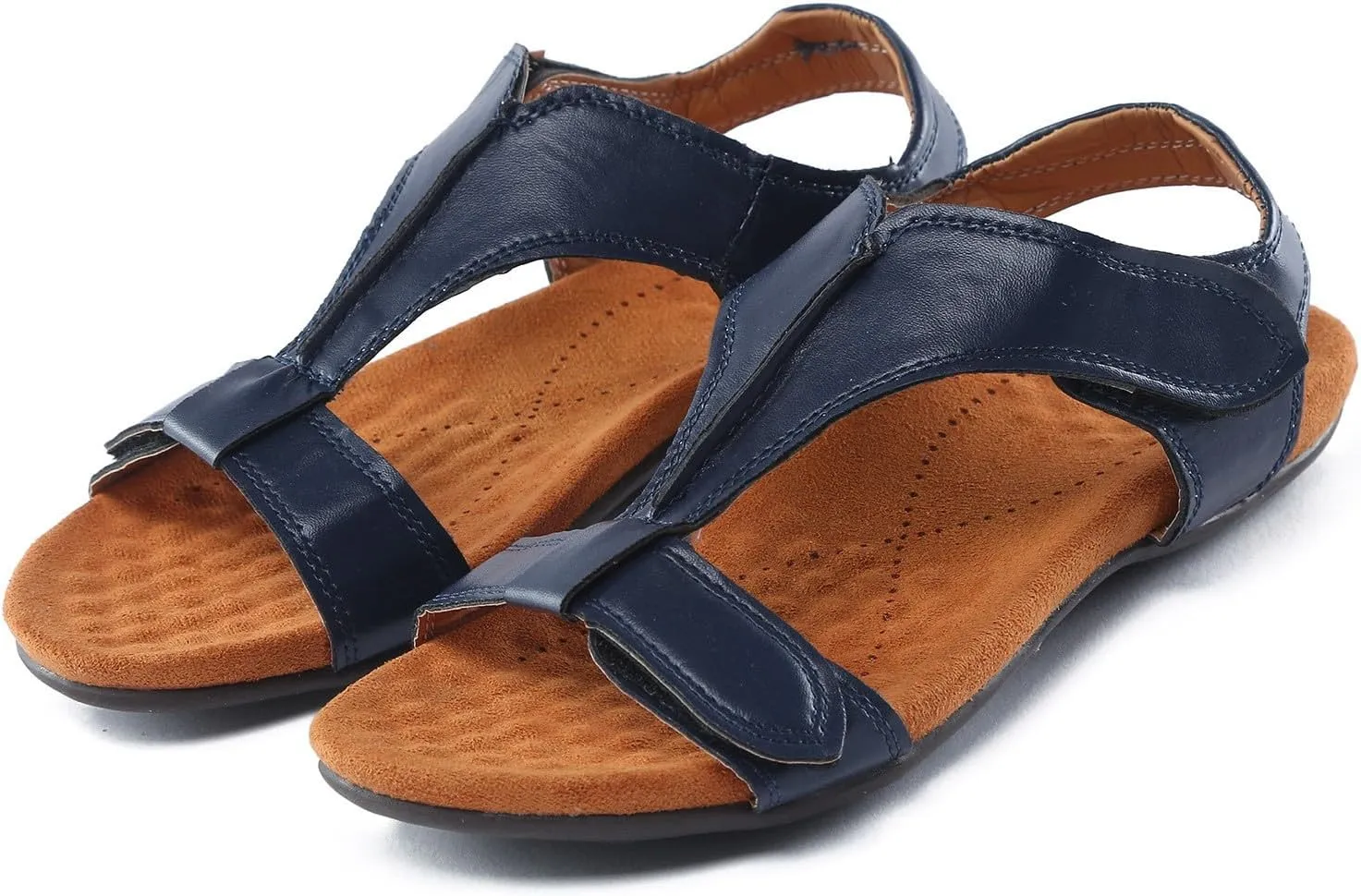 Orthotic Sandals for Women Wedge Sandals Leather Women's Sandal Comfort, Arch Support, Adjustable Strap Fit Walking Comfort