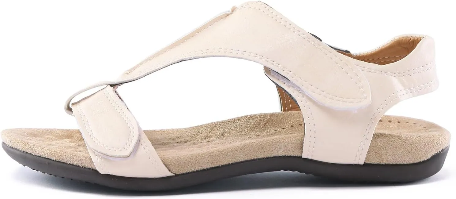 Orthotic Sandals for Women Wedge Sandals Leather Women's Sandal Comfort, Arch Support, Adjustable Strap Fit Walking Comfort