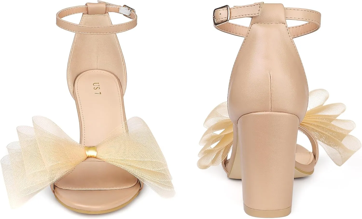 Perphy Bow Tie Ankle Strap Chunky High Heels Sandals for Women