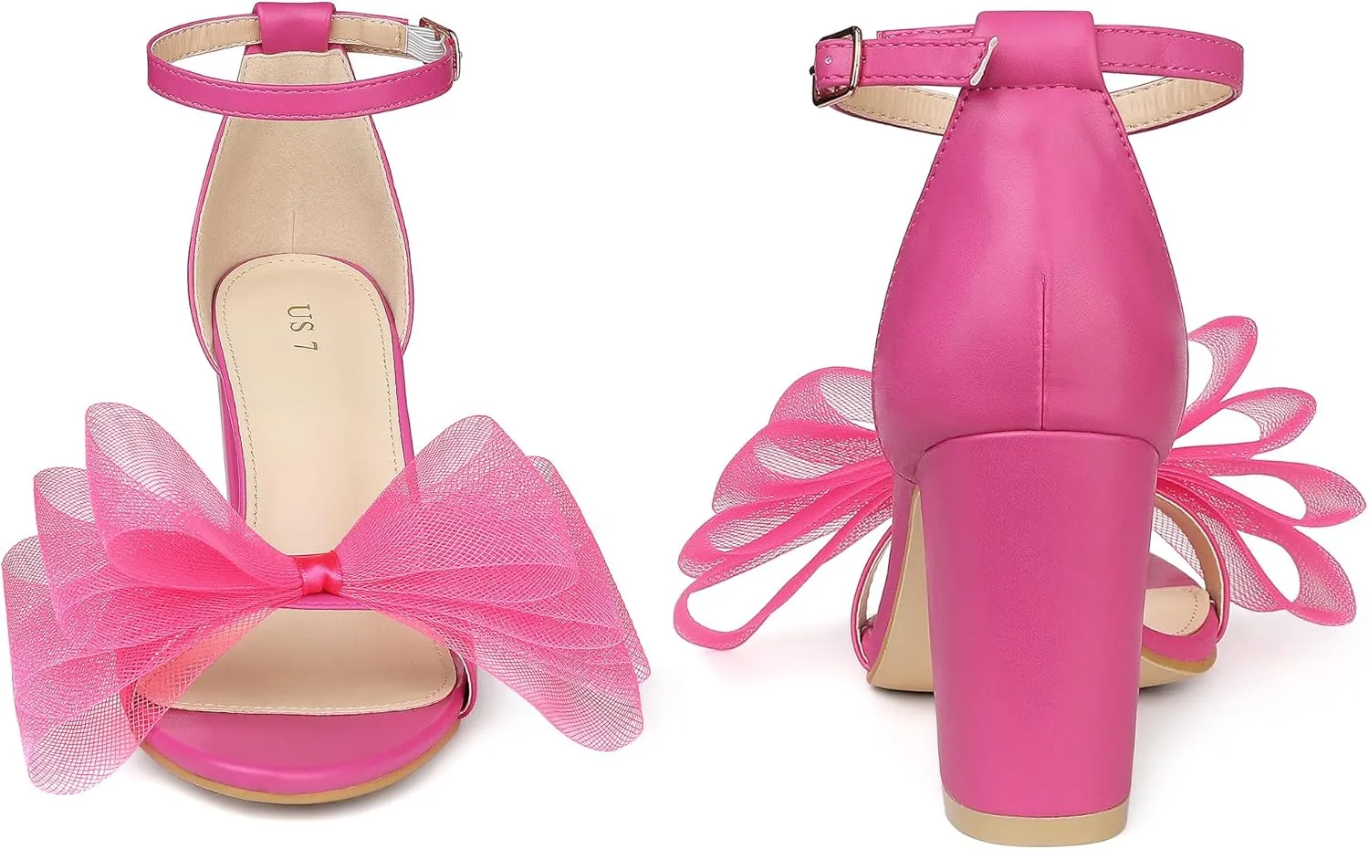 Perphy Bow Tie Ankle Strap Chunky High Heels Sandals for Women