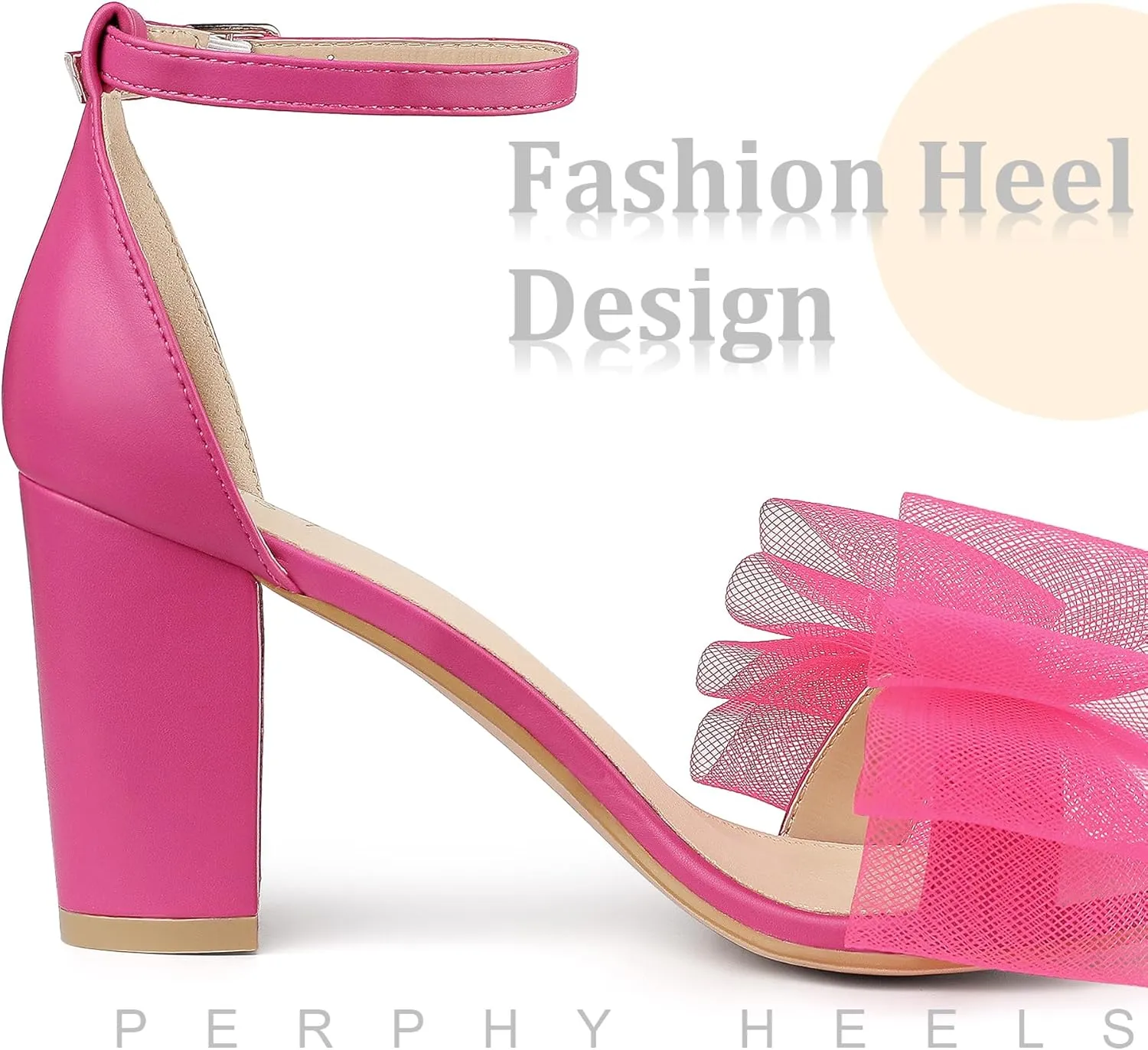 Perphy Bow Tie Ankle Strap Chunky High Heels Sandals for Women