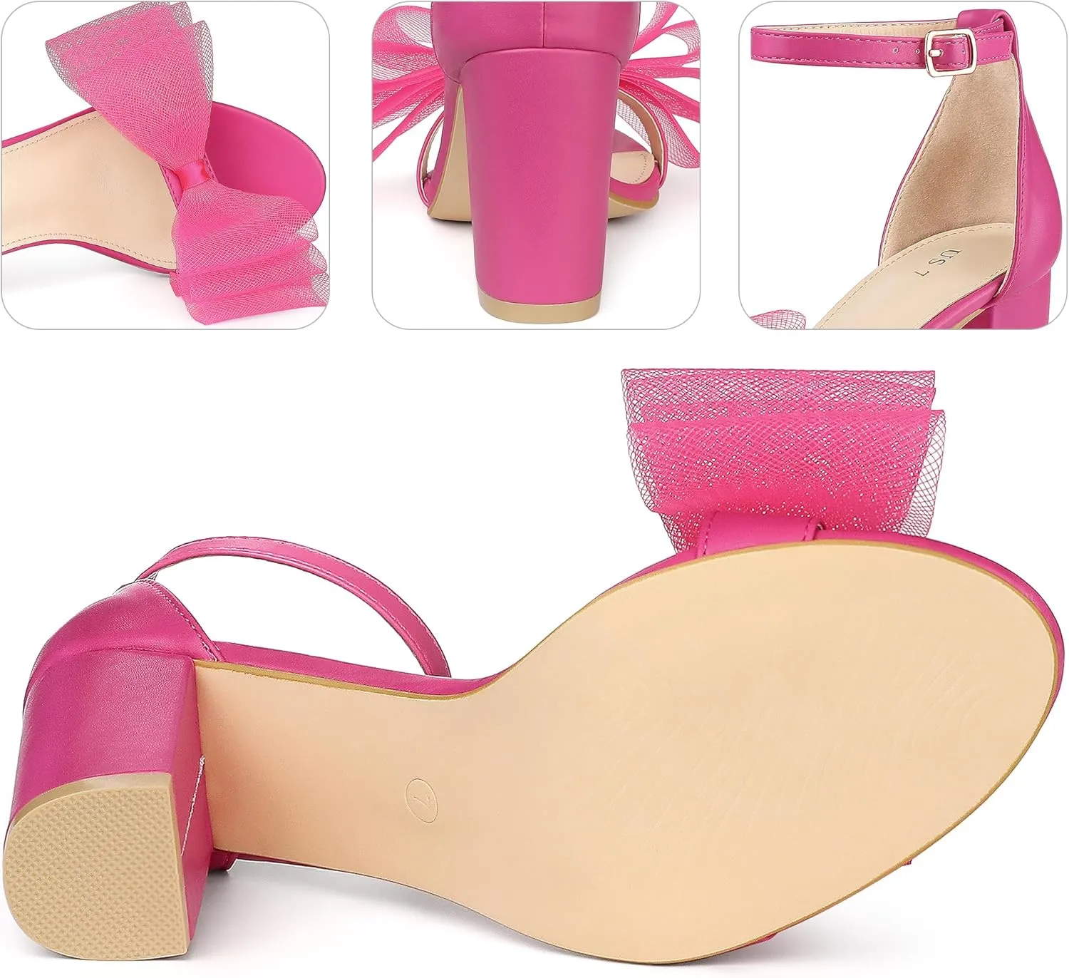 Perphy Bow Tie Ankle Strap Chunky High Heels Sandals for Women