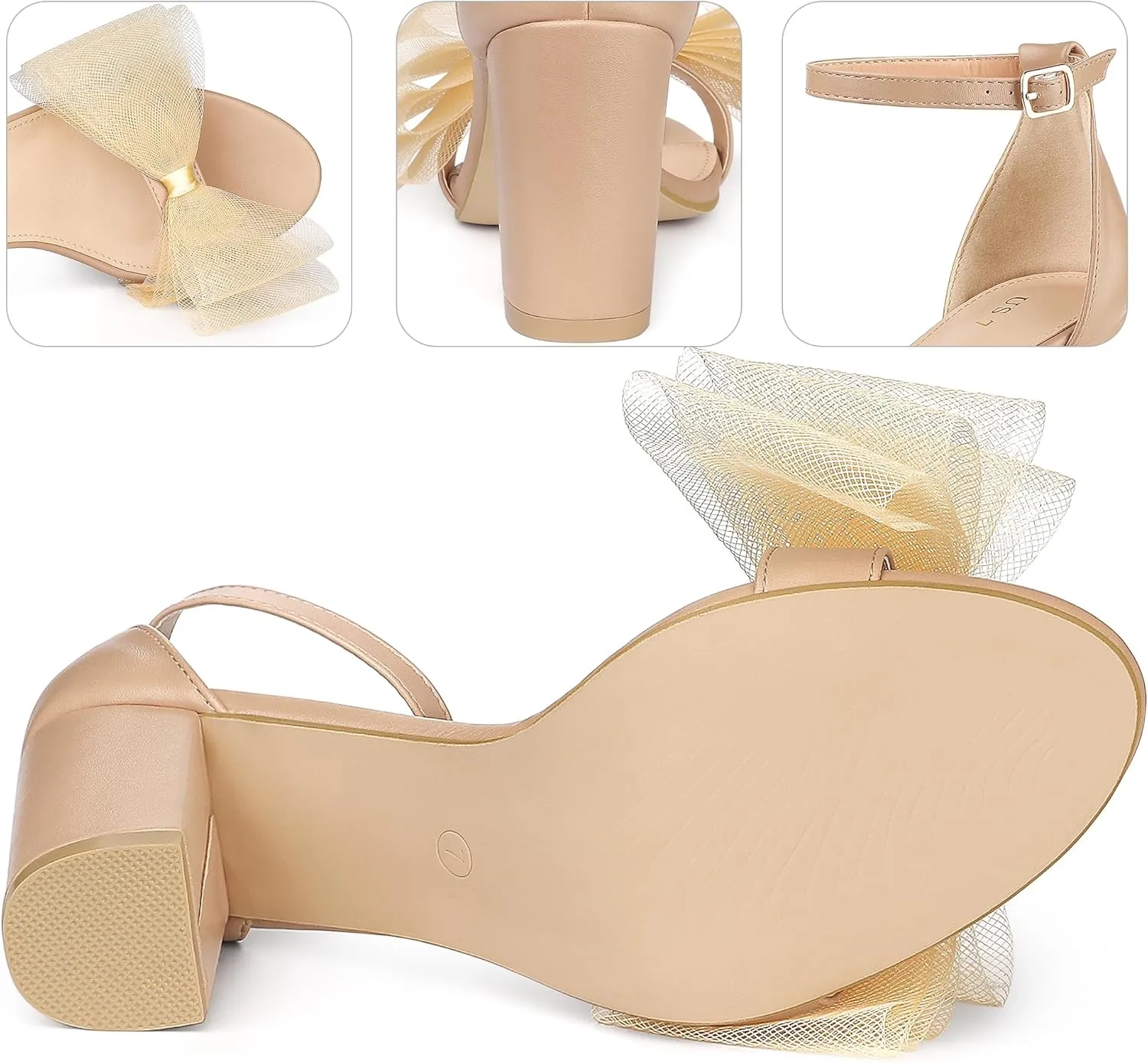 Perphy Bow Tie Ankle Strap Chunky High Heels Sandals for Women