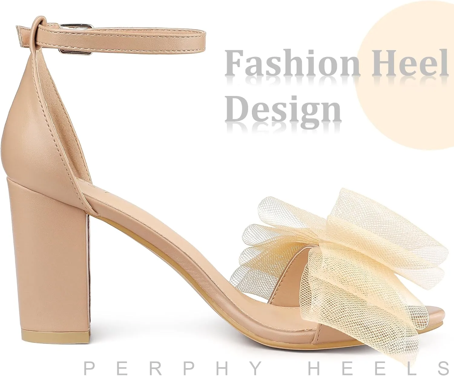 Perphy Bow Tie Ankle Strap Chunky High Heels Sandals for Women
