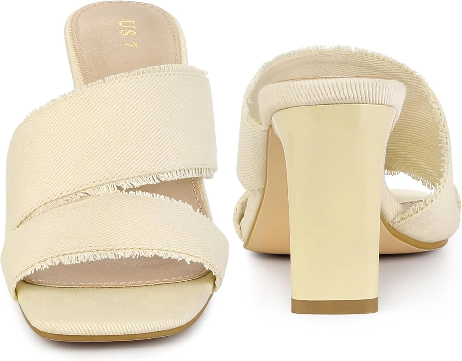 Perphy Denim Sandals Chunky Heels Slides Mules for Women