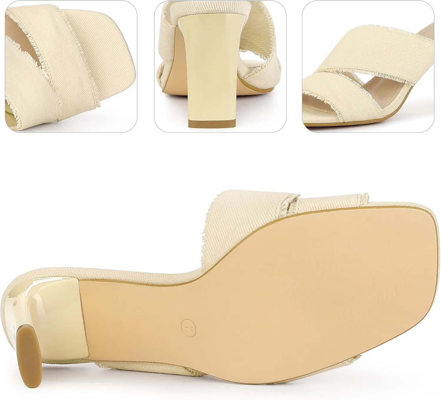Perphy Denim Sandals Chunky Heels Slides Mules for Women