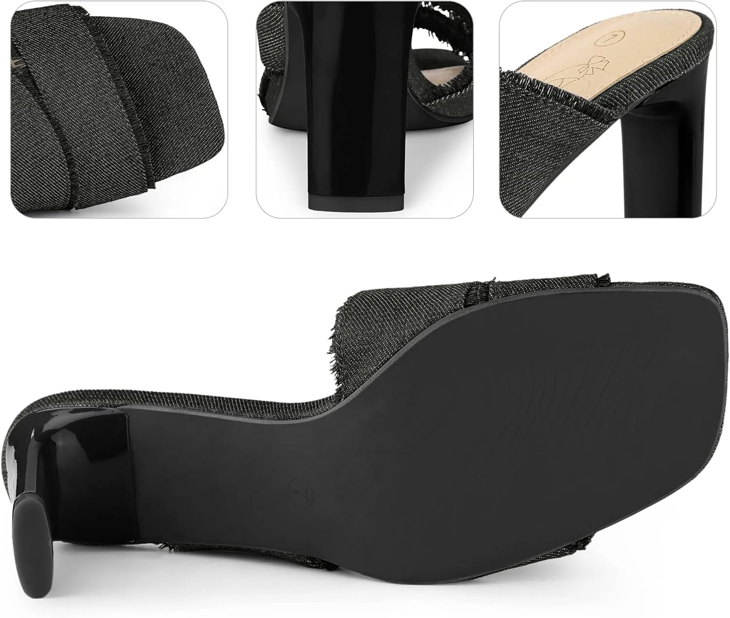 Perphy Denim Sandals Chunky Heels Slides Mules for Women