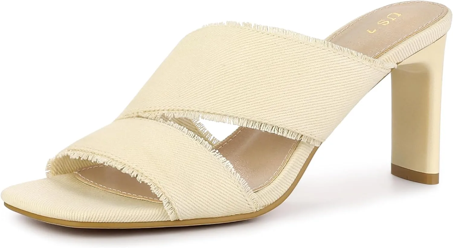 Perphy Denim Sandals Chunky Heels Slides Mules for Women
