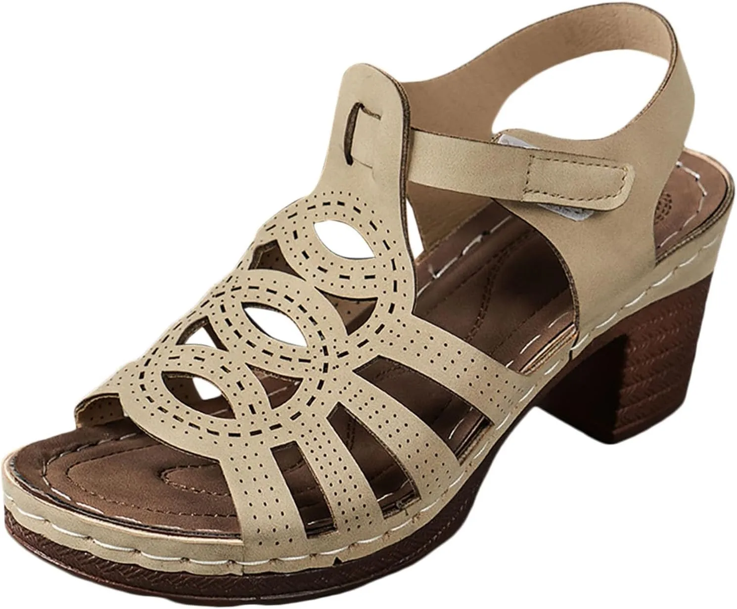 Platform Strappy Heel Sandals Square Open Toe Out Sandals High Heels