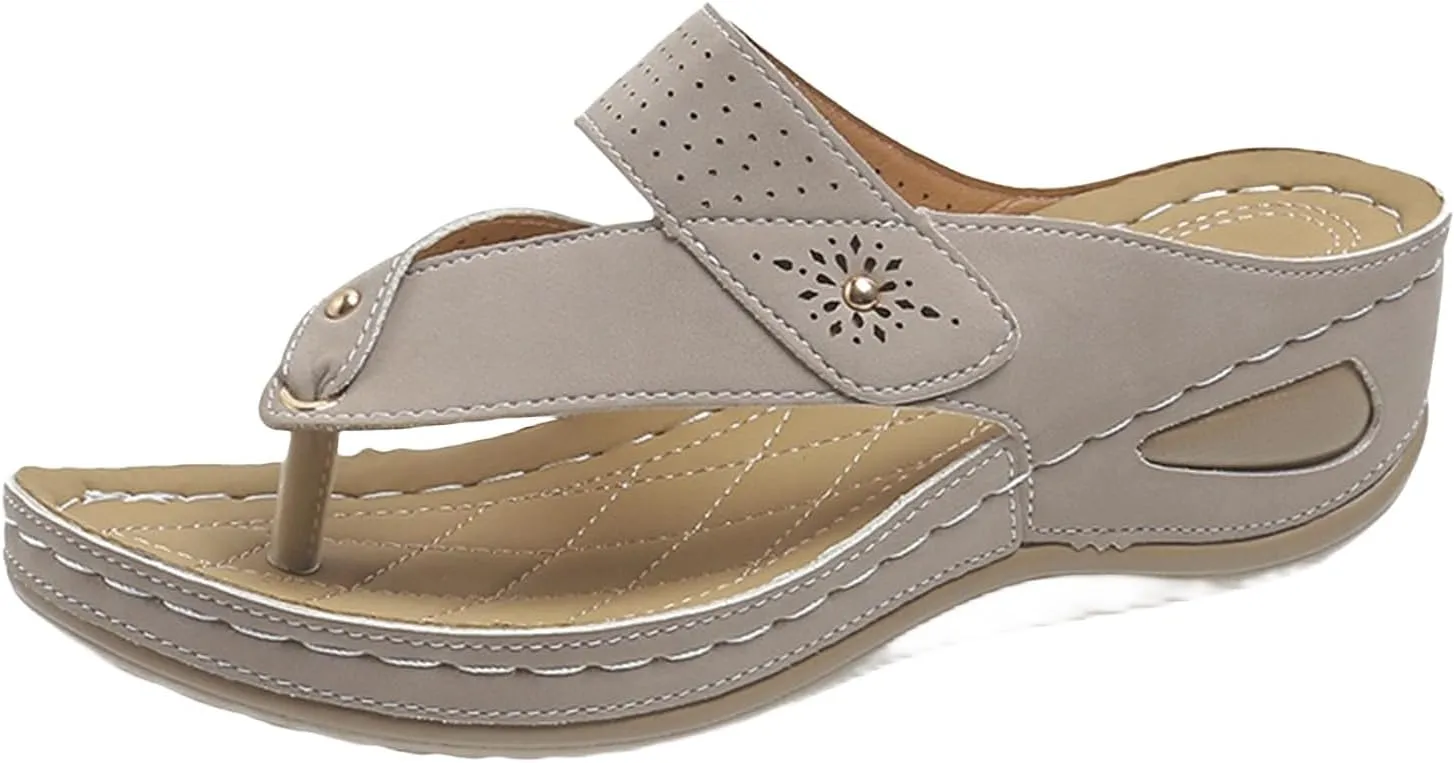 Sandals for Women Thong Sandals with Arch Support Slip on Buckle Strap Slippers Summer Comfortable Sandal Wedge Flip Flops Sandal 2025