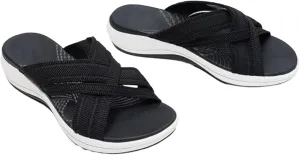 Sandals with Arch Support for Woman Walking Comfort Ergonomic Slides Sandals Orthopedic Comfortable Ortho Comfort Orthotic Open Toe Fishmouth Slippers Sports Lightweight Breathable Flip Flops
