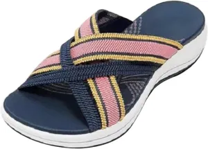 Sandals with Arch Support for Woman Walking Comfort Ergonomic Slides Sandals Orthopedic Comfortable Ortho Comfort Orthotic Open Toe Fishmouth Slippers Sports Lightweight Breathable Flip Flops