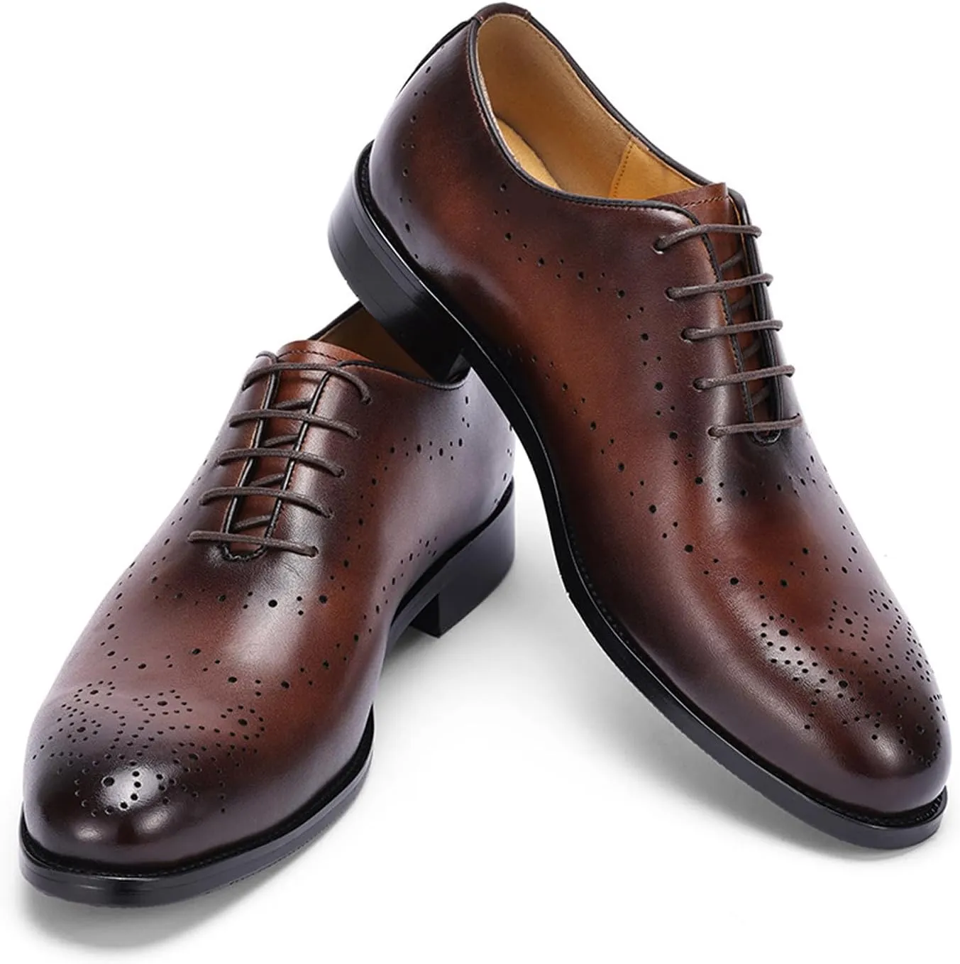 Santimon Mens Formal Dress Oxfords Shoes - Genuine Leather Derby Shoes for Weddings, Business, Prom & Tuxedo -Fashion & Comfortable Wingtips Brogues Oxfords for Men
