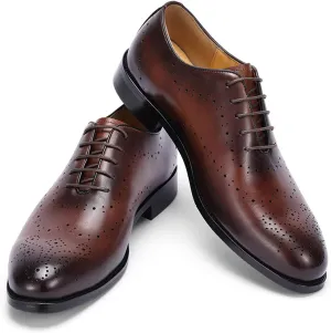 Santimon Mens Formal Dress Oxfords Shoes - Genuine Leather Derby Shoes for Weddings, Business, Prom & Tuxedo -Fashion & Comfortable Wingtips Brogues Oxfords for Men