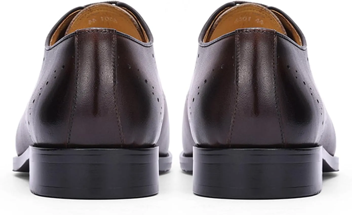 Santimon Mens Formal Dress Oxfords Shoes - Genuine Leather Derby Shoes for Weddings, Business, Prom & Tuxedo -Fashion & Comfortable Wingtips Brogues Oxfords for Men