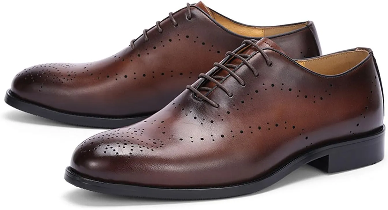 Santimon Mens Formal Dress Oxfords Shoes - Genuine Leather Derby Shoes for Weddings, Business, Prom & Tuxedo -Fashion & Comfortable Wingtips Brogues Oxfords for Men