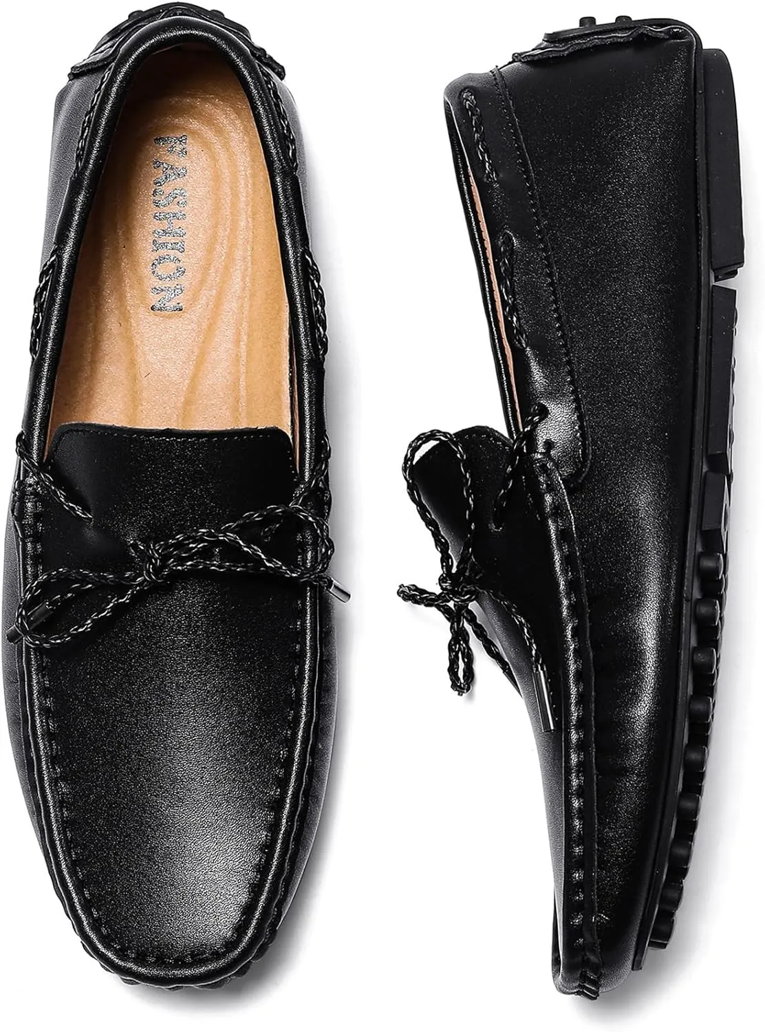 Santimon Men's Leather Laced Softsole Moccasin Classic Weekend Driving Loafers