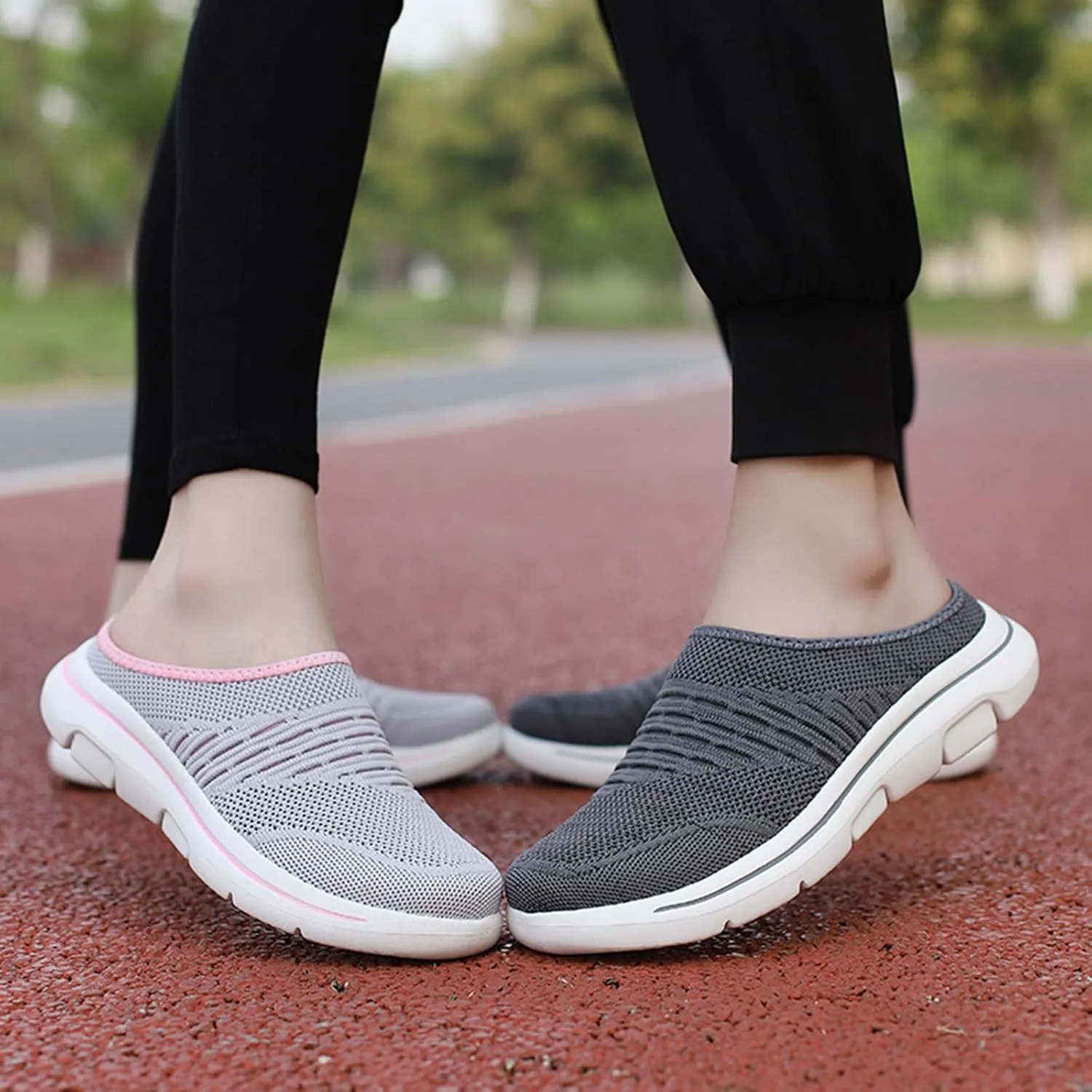 Slip On Mules Breathable Mesh Slip On Clogs Wide Width Lightweight Sneakers Comfort Walking Mules Shoes for Women Men with Indoor Outdoor Anti-Skid Sole
