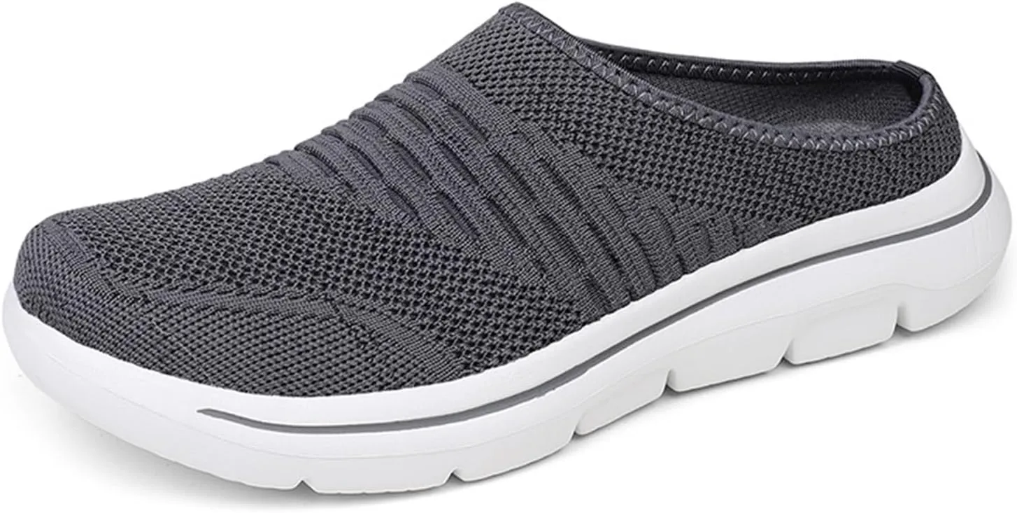 Slip On Mules Breathable Mesh Slip On Clogs Wide Width Lightweight Sneakers Comfort Walking Mules Shoes for Women Men with Indoor Outdoor Anti-Skid Sole