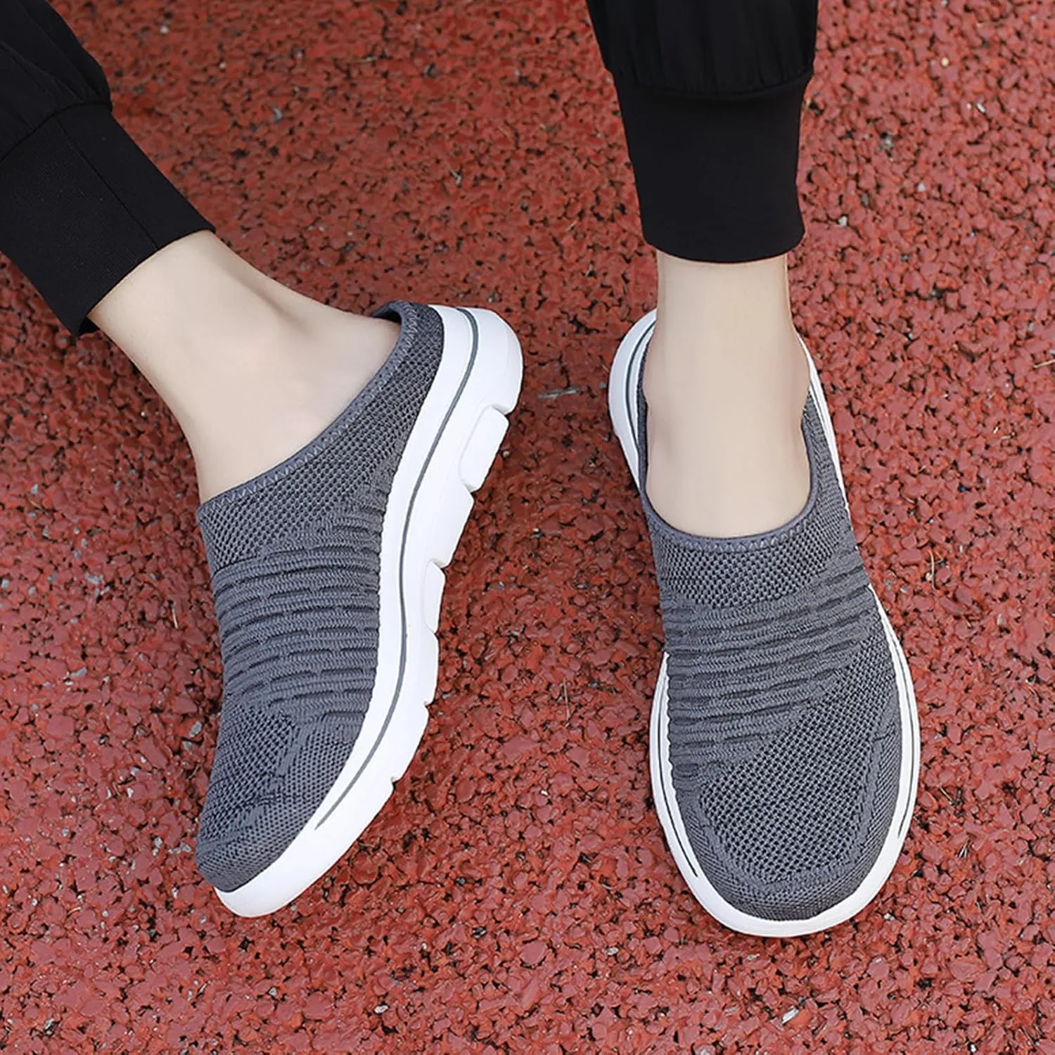 Slip On Mules Breathable Mesh Slip On Clogs Wide Width Lightweight Sneakers Comfort Walking Mules Shoes for Women Men with Indoor Outdoor Anti-Skid Sole