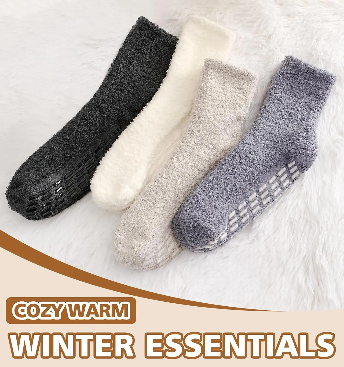 Slipper Socks for Women Men Grip Hospital Socks with Grips Fuzzy Non Slip Warm Womens Gifts