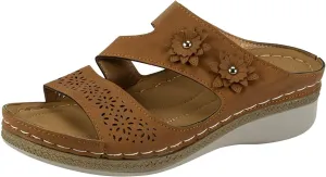 Slippers for Women Open Toe Leather Orthopedic Sandals with Arch Support Dressy Comfortable Non Slip Solid Color Open Toe Sandals Walking Sandal Dressy Walking Summer Beach Flower Slippers 2025