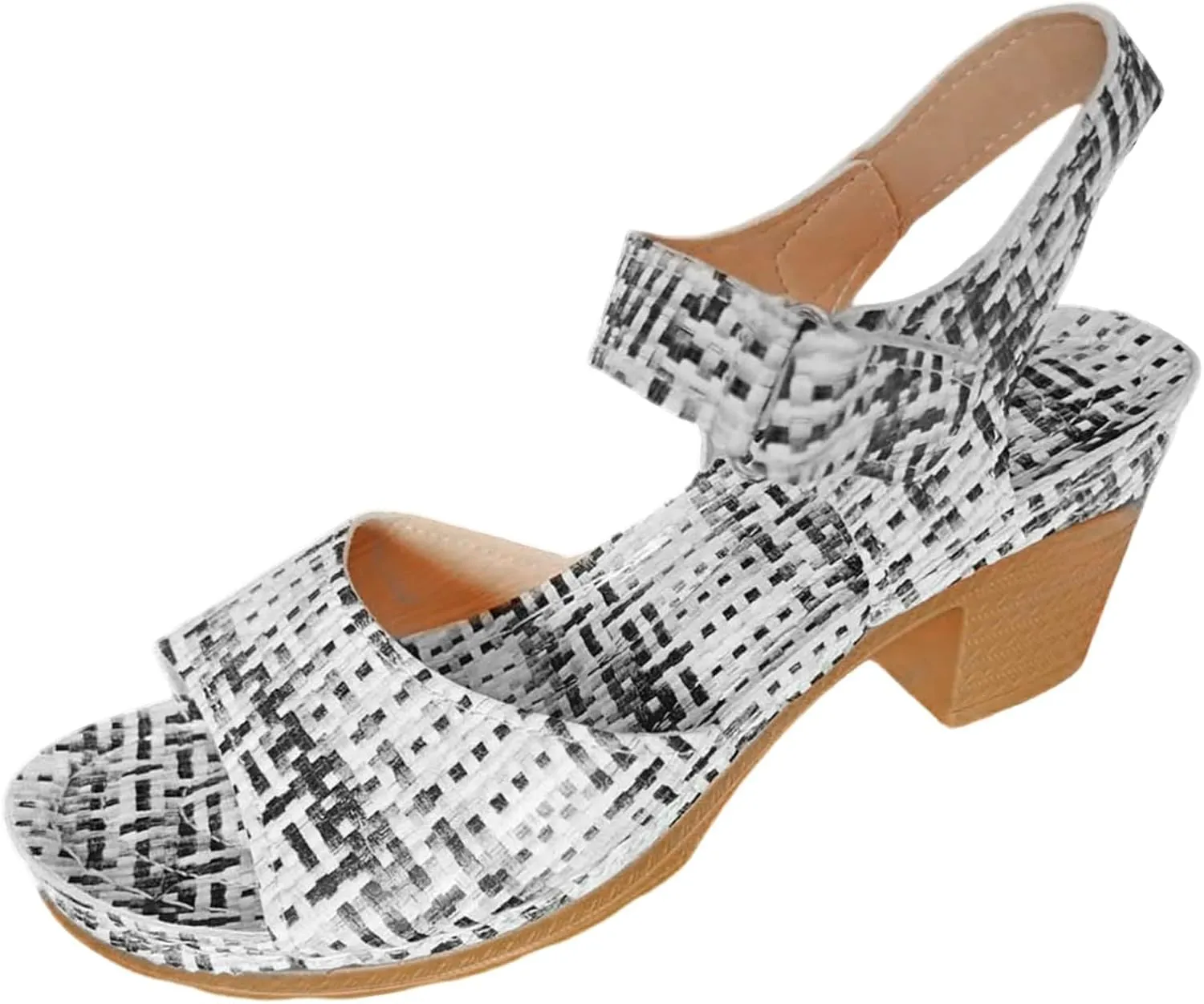 Square Toe Heeled Sandals High Block Heels Sandals Beach Sandal